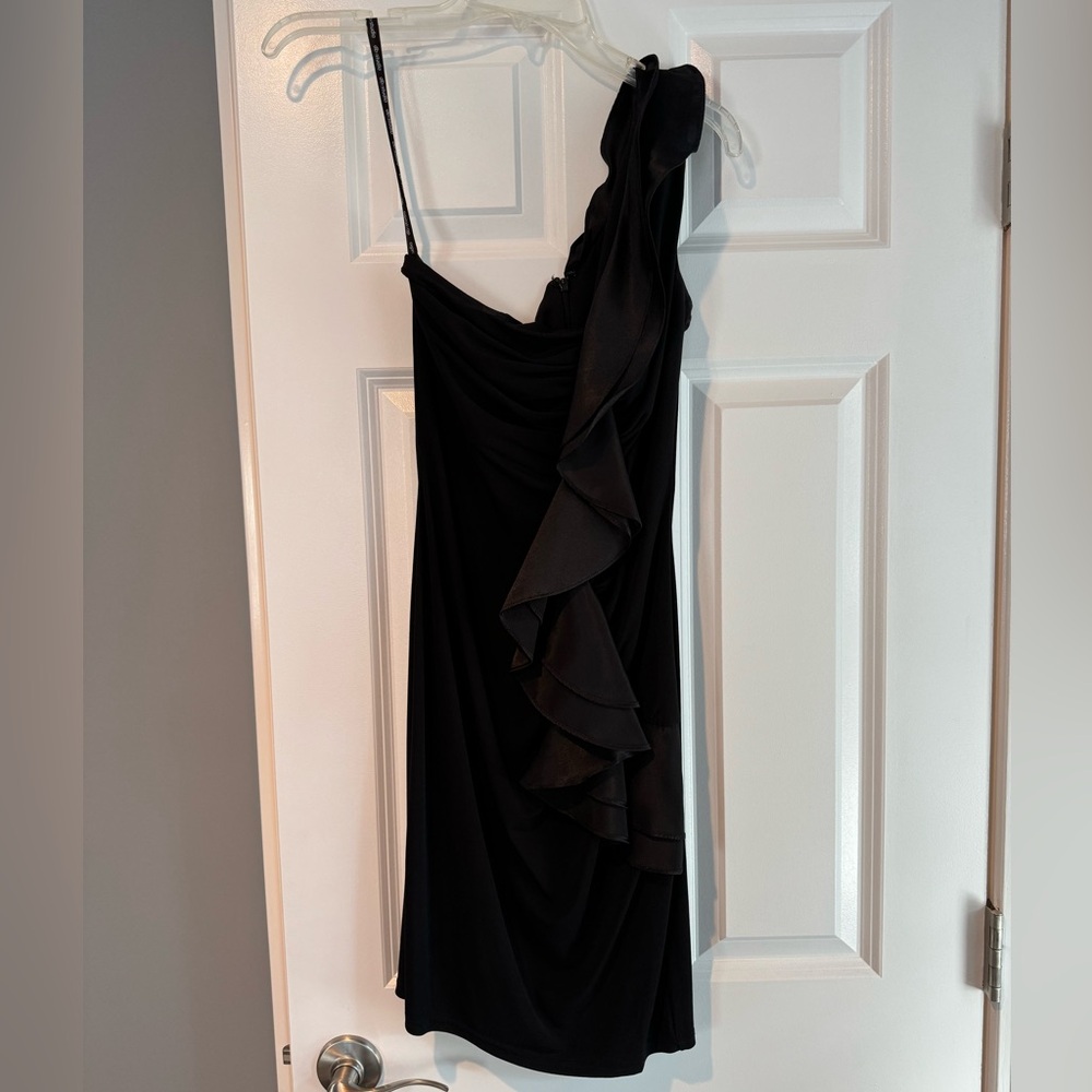 Black One-Shoulder Dress with Ruffle